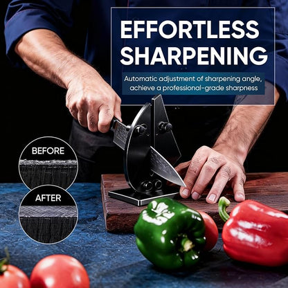 VN3 Professional Knife Sharpener | 3-Action Streamlined Sailboat Design for Effortless Knife Sharpening - The Ultimate Tool for Precision 11 to 21 Degree Angles (Obsidian Color)