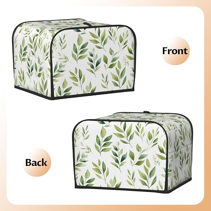 Botanical Leaves Pattern 4 Slice Toaster Cover Wide Slot Dustproof Bread Maker Cover Fingerprint Bakeware Protection Kitchen Appliance Toaster Bag