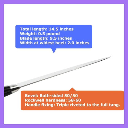 Japanese Chef Knife INOX AUS-8A Stainless Steel Black Pakkawood Handle, Gyuto 9.5-inch (240mm)