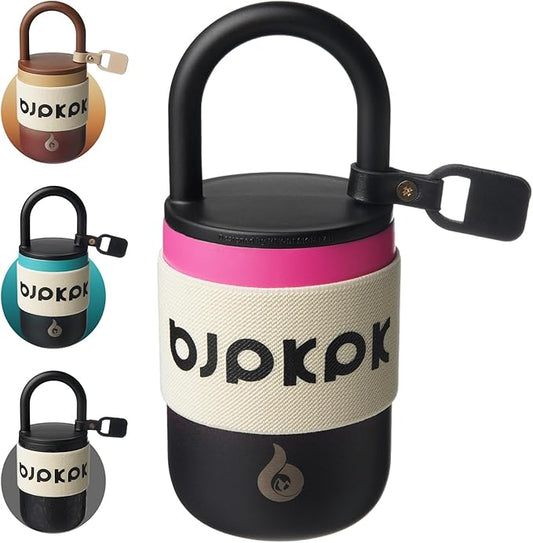 BJPKPK Insulated Stainless Steel Tumbler Cups 10oz Travel Coffee Mug With Lid And Handle,Pink And Black