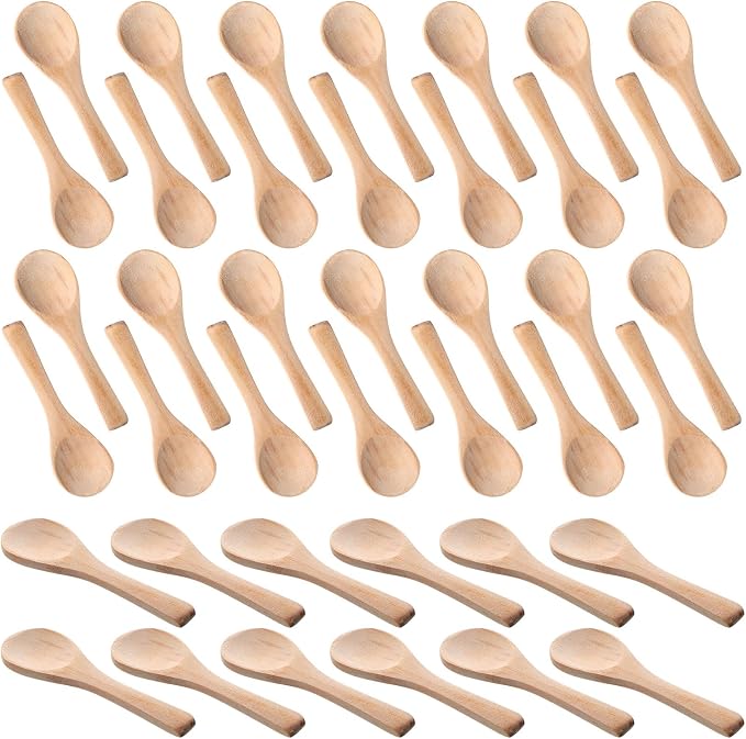 Boao 200 Pcs Small Wooden Spoons, 3.5'' L, Mini Wood Natural Tiny Spoons Wooden Little Teaspoons for Jars Sugar Creamer Honey Spices Salt Kitchen Supplies (Light Wood)