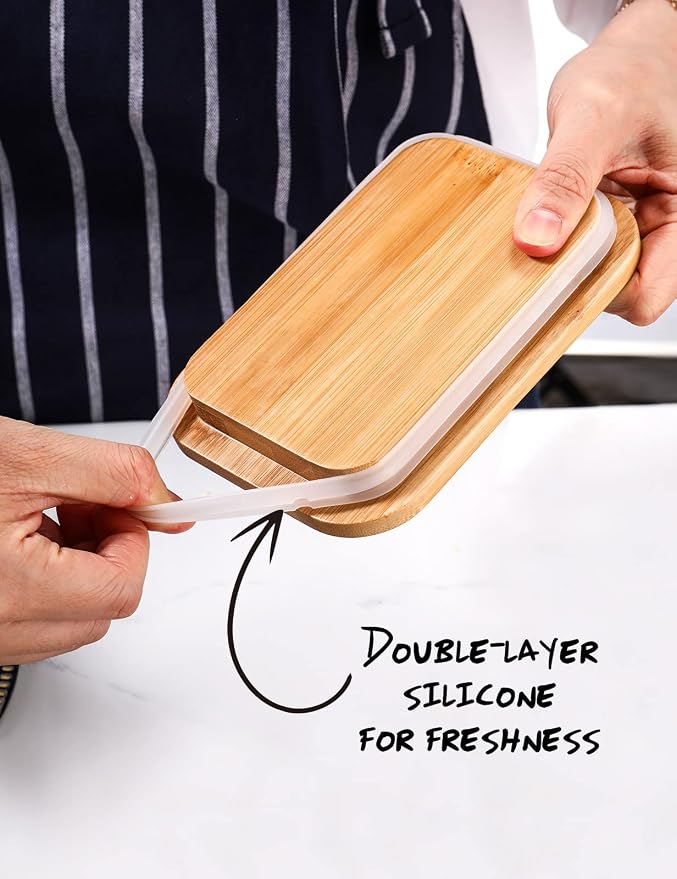 Butter Dish with Lid for Countertop, AISBUGUR Metal Butter Keeper with Stainless Steel Multipurpose Butter Knife, Butter Container with Double High-quality Silicone Good Kitchen Gift Set of 2 White