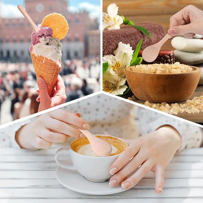 Boao 100 Pcs Small Wooden Spoons, 3.5'' L, Mini Wood Natural Tiny Spoons Wooden Little Teaspoons for Jars Sugar Creamer Honey Spices Salt Kitchen Supplies (Light Wood)