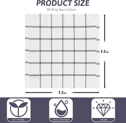 Nialnant 4PCS Cleaning Rags,100% Cotton Terry Dish Rags for Washing Dishes,Quick Drying Dish Cloths,Dish Towels for Kitchen,Purple Plaid-12x12in
