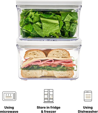 VAKUEN Premium Airtight Food Storage Containers, Square 2PC/Set(1.48qt/1.5Lx2pcs), Smart One-Click Seal Lid, No Hinges, 100% Leak Proof, BPA-FREE, Dishwasher, Freezer & Microwave Safe