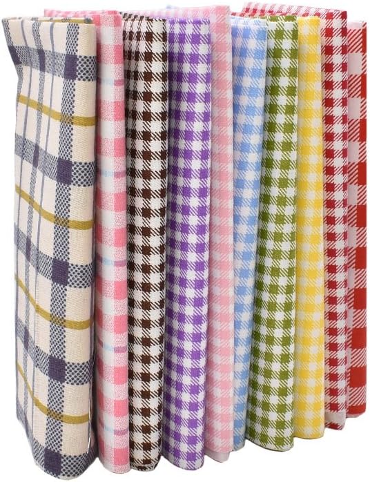 10pcs 12 x 12 inches (30cmx30cm) Print Check Series Fabric Bundle Squares Patchwork DIY Sewing Scrapbooking Quilting Pattern Artcraft