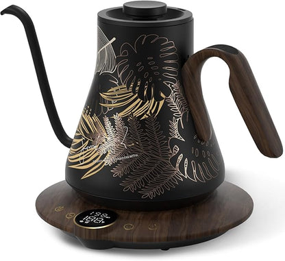 INTASTING Gooseneck Electric Kettle with ±1℉ Temperature Control for Pour Over Coffee & Tea, Quick Heating, BPA-Free Stainless Steel, Built-in Brew Timer, 1500W/0.9L (Rainforest)
