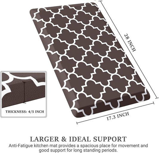 WISELIFE Anti Fatigue Floor Mat - 4/5 Inch Kitchen Mat Non Slip Waterproof Heavy Duty Ergonomic Comfort Mat Durable for Home, Office, Sink, Laundry,(17.3" x 28", Chocolate)