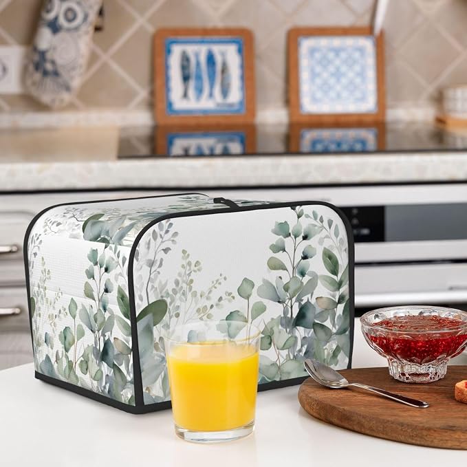 Botanical Leaves 4 Slice Toaster Cover Wide Slot Dustproof Bread Maker Cover Fingerprint Bakeware Protection Kitchen Appliance Toaster Bag