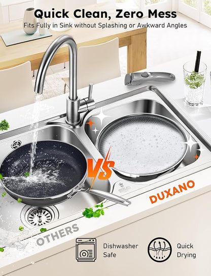 Pro DUXANO Ceramic Pots and Pans Set & 2026 Upgraded Hybrid 3-Ply Stainless Steel Frypan, 2X Non Stick, High Heat Sear, PFAS PTFE PFOA Free Non Toxic Induction Cookware,Removable Handle,Oven Safe,12PC
