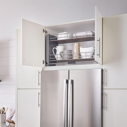 Rev-A-Shelf 36" Pull Down Heavy Duty Shelf Organizer for Tall Kitchen/Bathroom Cabinets, Dual Tier Wall Mounted Pantry Storage, Chrome, 5PD-36FOG