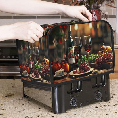 Grape Wine Toaster Cover 4 Slice Wide Slot Washable Toaster Covers | Fruit Apple Dust and Fingerprint Protection Bread Maker Covers for Kitchen Accessories Decor Bakeware Women Gift