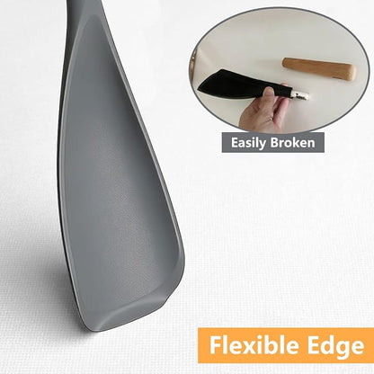 Cooking Spoon for Nonstick Cookwares, Multifunction Silicone Spatula Spoons BPA Free, Great for Mixing, Scooping, Scraping and Serving, Dishwasher Safe (2 Gray, 12.6 inch)