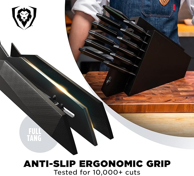 Dalstrong 12-Piece Knife Block Set — All-Black Titanium-Coated Blades, 15° Honbazuke Edge, Full-Tang G-10 Handles — Shadow Black Series For Modern Dark Kitchens & Statement Cooks — NSF Certified