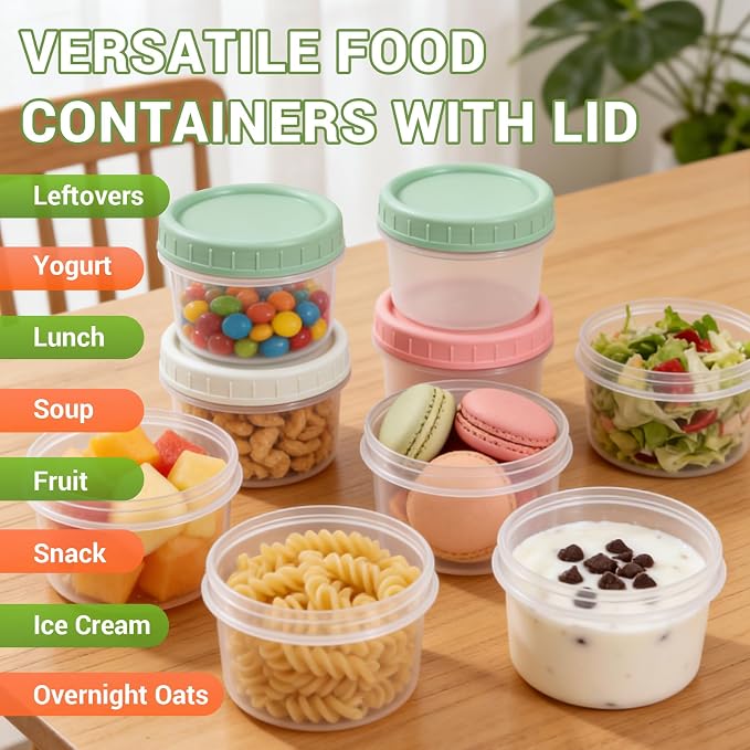ASEVAT 18 Pack 4 oz Food Storage Containers with Twist Lids – Leakproof BPA-Free Soup Containers, Microwave/Dishwasher Safe Freezer Containers for Meal Prep, Leftovers & Takeout