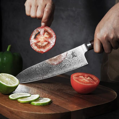 SAMCOOK Damascus Chef Knife - 8 Inch Professional Sharp Gyuto Knife - Japanese VG-10 High Carbon Stainless Steel Kitchen Cooking knife - Ergonomic Sandalwood Handle with Gift Box