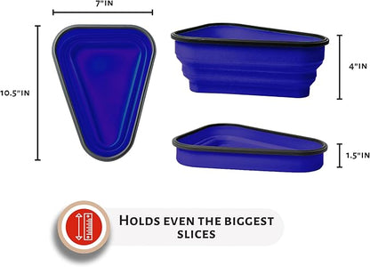 PIZZA PACK The Perfect Reusable Pizza Storage Container with 5 Microwavable Serving Trays - BPA-Free Adjustable Pizza Slice Container to Organize & Save Space, 4 Pack, Blue