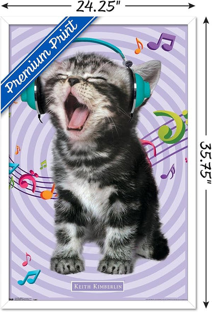Trends International Keith Kimberlin - Kitten - Singing Wall Poster, 22.375" x 34", White Framed Version