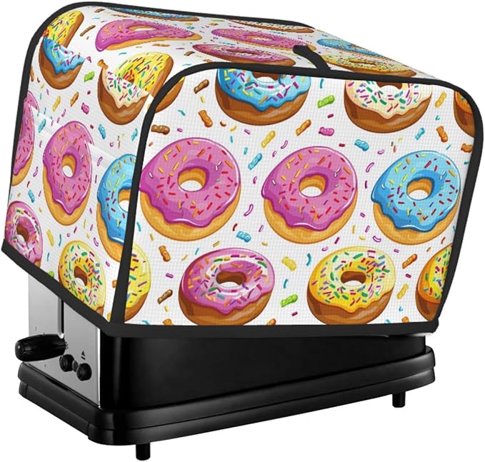 Donuts Theme 2 Slice Toaster Cover Wide Slot Dustproof Bread Maker Cover Fingerprint Protection Kitchen Appliance Cover Toaster Bag