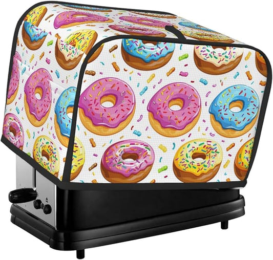 Donuts Theme 2 Slice Toaster Cover Wide Slot Dustproof Bread Maker Cover Fingerprint Protection Kitchen Appliance Cover Toaster Bag