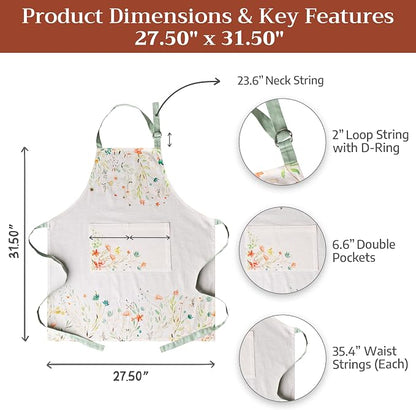 Maison d' Hermine 100% Cotton Apron for women with Pocket Kitchen Chef Apron for Men Cooking Spring Summer