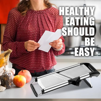 commercial Mandoline Slicer,Stainless Steel Vegetable Slicer,non-slip mandoline slicer for kitchen,Keto,Potato,cucumber,4 Blades & Cut-Resistant Gloves