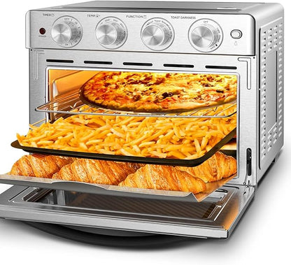 Geek Chef 26 QT Air Fryer Oven, Big Air Fryer, Toast Oven with Bake, Roast, Pizza, Easy to Use & Clean, Stainless Steel
