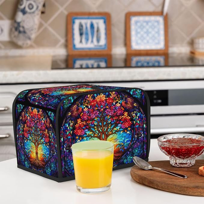 Tree Of Life Toaster Cover 4 Slice Wide Slot Washable Toaster Covers | Art Dust and Fingerprint Protection Bread Maker Covers for Kitchen Accessories Decor Bakeware Women Gift