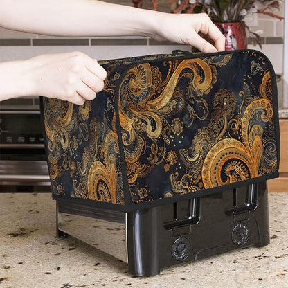 Ethnic Pretty Paisley Toaster Cover 4 Slice Wide Slot Washable Kitchen Appliance Covers Fingerprint Bread Machine Dust Cover Small Toaster Oven Accessories Covers Bread Maker Bag Women Gift