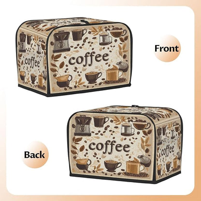 4 Slice Fun Coffee Brown Toaster Cover Waterproof Dust Fingerprint Bread Machine Cover Washable Kitchen Appliance Protector For Home Kitchen Bakeware Table Decor Women Gifts