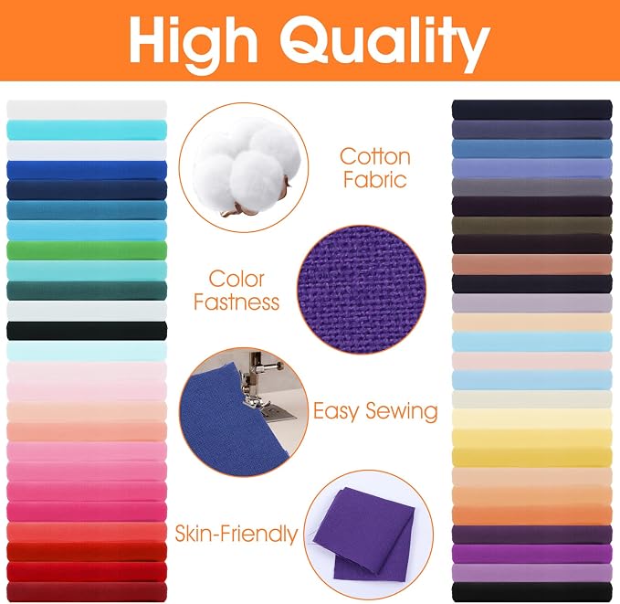 Fabric Squares, 100 Pcs 4 x 4 Inch Solid Color Quilt Fabric Scraps Color Bundles Patchwork Sewing Craft Precut Scrap for DIY Art Crafts Sewing Projects Making Supplies