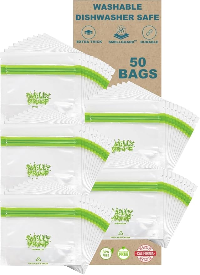Smelly Proof 50 x Expandable Stand-Up & Fill REUSABLE Food Storage Bags, US Made, NO PEVA & BPA FREE, Reusable Freezer Bags, Dishwasher-Safe, Clear 3 mils STAND & FILL 4" x 3" - 50pk
