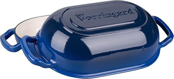 VORRINGARD Enameled Cast Iron Sourdough Bread Oven, Dutch Oven, Loaf Cast Iron Bread Pan for Homemade Bread Baking, Meatloaf Pan with Lid, 7QT, Blue
