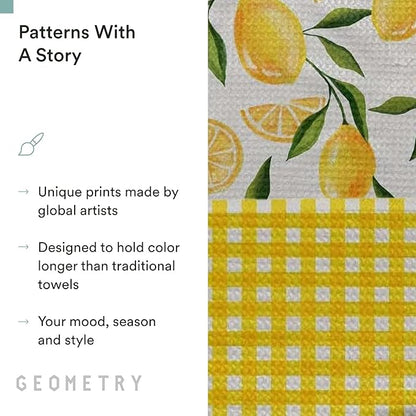 GEOMETRY Spring Kitchen Towels - Quick Dry Microfiber Cloth Spring & Summer Dish Towels for Kitchen Drying - Premium Quick Dry Towel - Lemonade Lines, 18" x 30" - 2-Pack