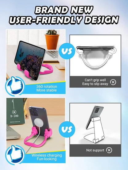 Teens Girls Women Gifts Cell Phone Holder: Thumbs Up Lazy Phone Holder for Desk Gifts for Adults Kids Teenager Wife Mom Funny White Elephant Useful Christmas Stocking Stuffers Trendy Stuff Hot Pink