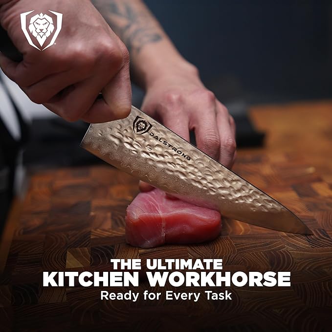 Dalstrong 8" Japanese Chef Knife (Gyuto) — 66-Layer Damascus AUS-10V Steel, Hand-Sharpened 8–12° Edge — For Meal Prep, Sushi, Home Butchering — Shogun ELITE - Full-Tang G-10 Handle, Customer Support