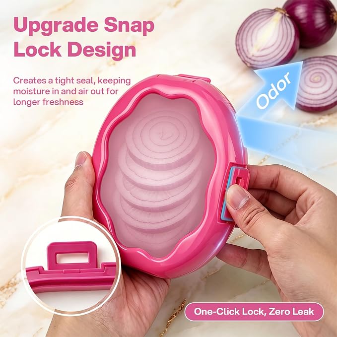 CLEANGOR Onion Saver with Snap-On Lid, Silicone Food Saver, Onion Storage Container Reusable, Vegetable and Fruit Storage Containers, Reusable Kitchen Gadget, Dishwasher Safe (1, Purple)