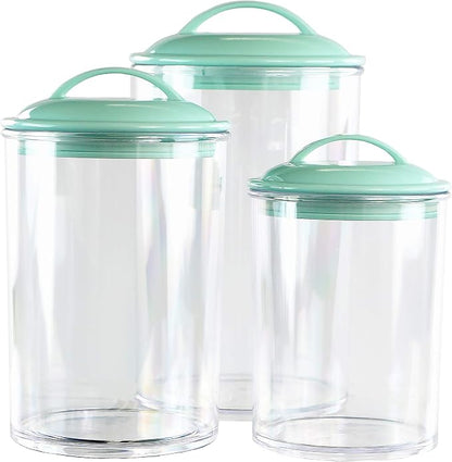 Food Storage Containers, BPA Free Airtight Canisters for Cereal, Pasta, Sugar, Coffee, Flour, Cookies, Loose Tea, for Kitchen Organization, Set of 3 by Reston Lloyd, Seafoam