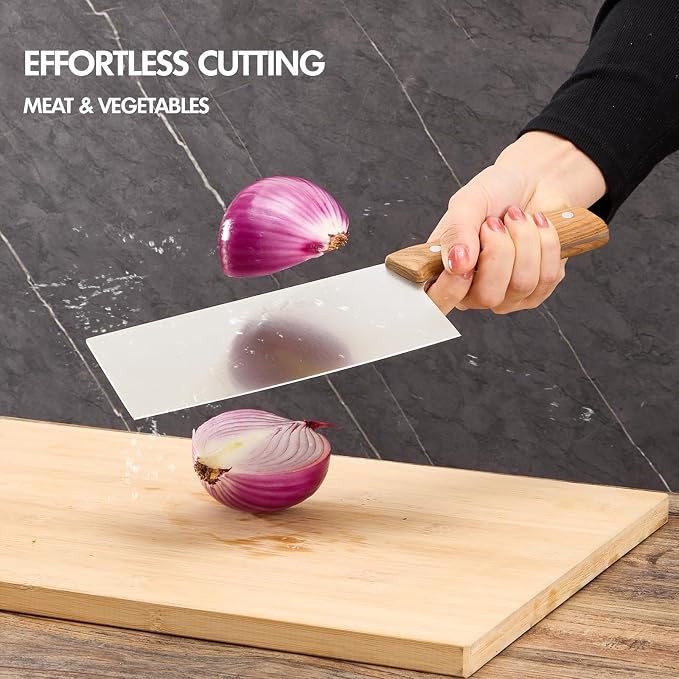 SHI BA ZI ZUO 2 PCS Chinese Kitchen Knife and Santoku Knife Kitchen Knife Set Chef Knife for Cutting Meat and Vegetables,with Ergonomic Design Wooden Handle