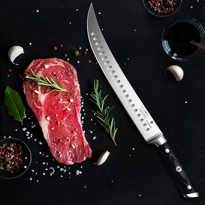 12" Slicing Knife - Brisket Slicing Meat Carving Knife Professional German 1.4116 Stainless Steel Razor Sharp Blade, Ergonomic Wood Handle & Full Tang Design, Gift Box Included