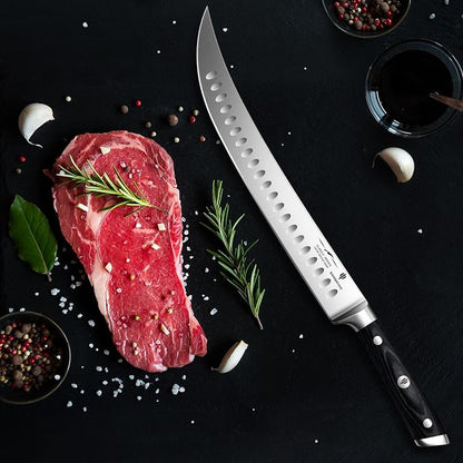 12" Slicing Knife - Brisket Slicing Meat Carving Knife Professional German 1.4116 Stainless Steel Razor Sharp Blade, Ergonomic Wood Handle & Full Tang Design, Gift Box Included