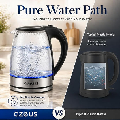 Azeus 1.8L Electric Kettle CX-817 - Fast Boil, Auto Shut-Off, Boil-Dry Protection, 360° Swivel Base - Stainless Steel Water Boiler for Tea, Coffee, and Hot Water