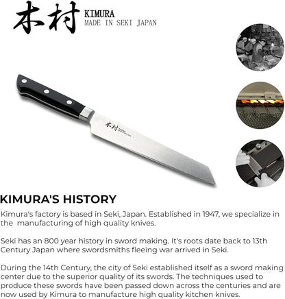 Kimura Sushi Knife, [Made in Japan], 8 inch Professional Chef Knife, Ultra Sharp High Carbon Molybdenum Stainless Steel Kitchen Knives, Chefs Knives with Ergonomic Handle - Japanese Sashimi