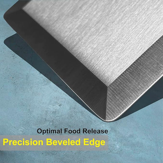 professional metal spatula Ideal for Cast Iron Skillets and Flat Top Grills, Full Tang Wooden Handle,1.8mm Thick Stainless Steel Blade, Perfect for Cooking, BBQ, Flipping Burgers, 5x3 inch