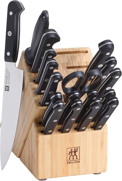 ZWILLING Gourmet 19-Piece Razor-Sharp German Knife Block Set, Made in Company-Owned German Factory with Special Formula Steel perfected for almost 300 Years, Dishwasher Safe