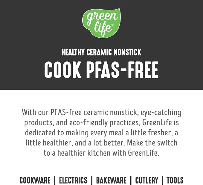 GreenLife 2.5QT Nonstick Saucepan with Glass Lid, Soft Grip, PFAS-Free Ceramic, Multipurpose Chef Pan, Milk & Sauce Cooking Pot, Dishwasher & Oven Safe to 350˚F, Stay-Cool Handle, Black