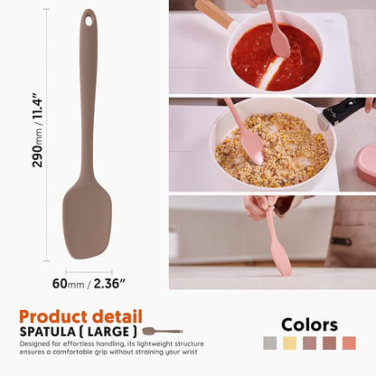 Platinum Silicone Spatula – BPA Free Silicone Spatula for Cooking – Heat Resistant Cooking Utensils for Non Stick Pans – One-Piece Spoonula for Baking, Mixing & More – Kitchen Scraper 11.4” Brown