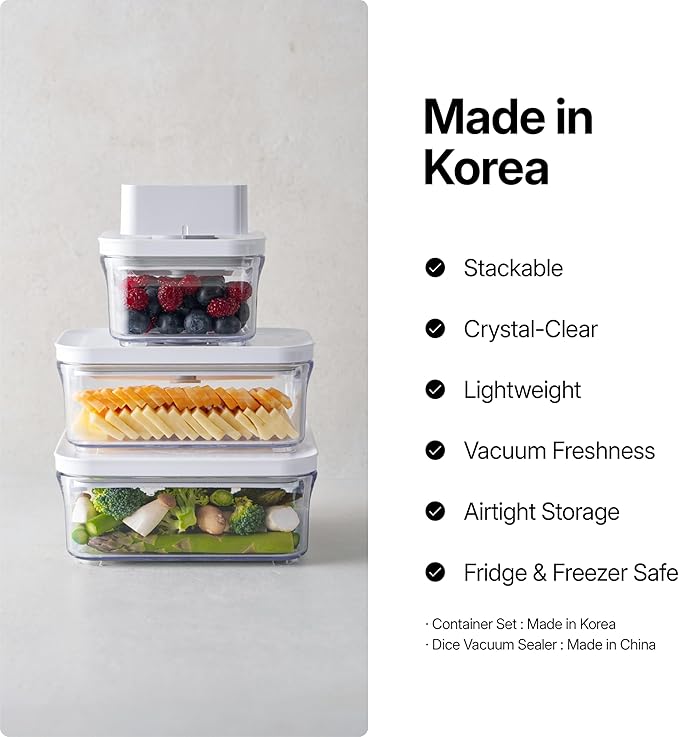 VAKUEN Premium Airtight Food Storage Containers, Mini Square 2pc/set(0.85qt), Smart One-Click Seal Lid, No Hinges, 100% Leak Proof, BPA-FREE, Dishwasher, Freezer & Microwave Safe
