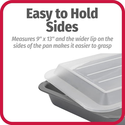 GoodCook Set of 2 Nonstick Steel 13" x 9" Cake Baking Pans with Covers,Gray,(Pack of 6)