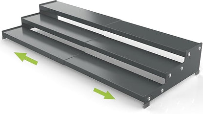 Jojocross Spice Rack Organizer for Cabinet, 3 Tier Expandable Spices Storage, Great for Kitchen Cabinets, Cupboard,Pantry and Countertop More(Gun-Gray, 1 PACK/GUN-GRAY)